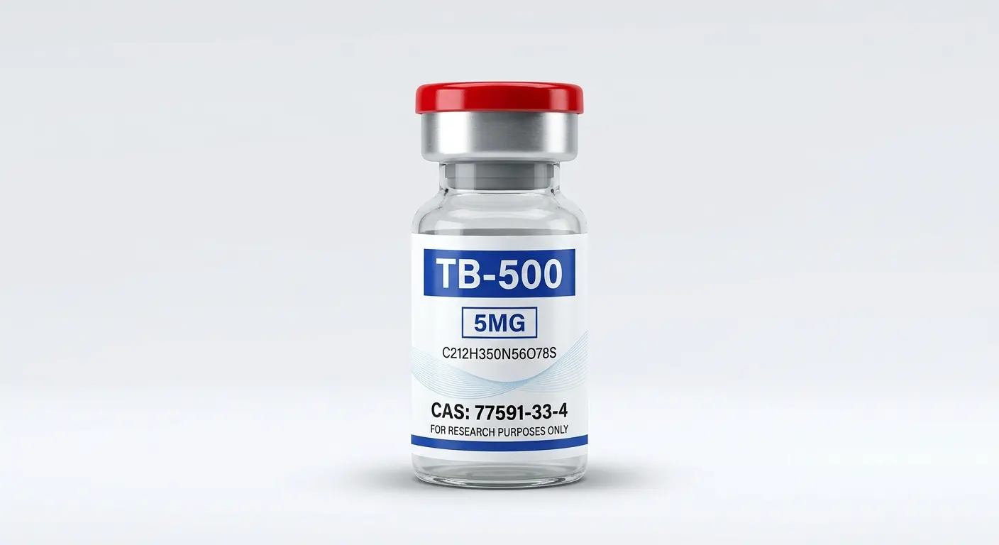 TB-500 5mg research peptide vial — lyophilized, Janoshik-verified