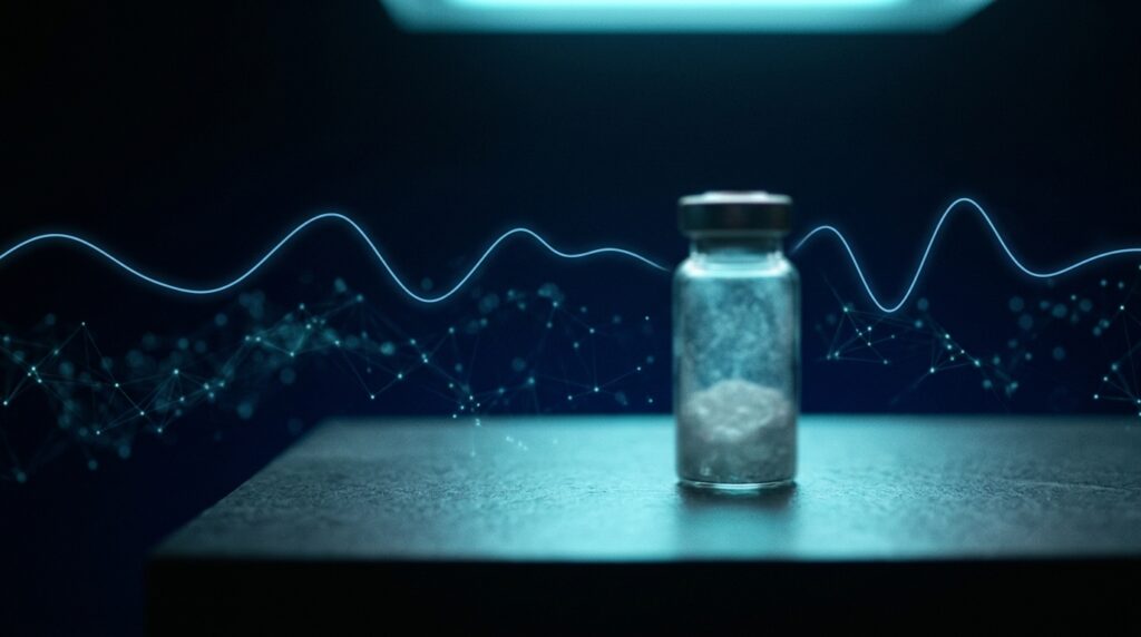 DSIP delta sleep-inducing peptide research — delta brainwave over a research vial