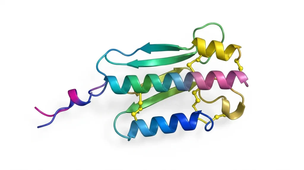 IGF-1 LR3 protein analogue molecular ribbon structure